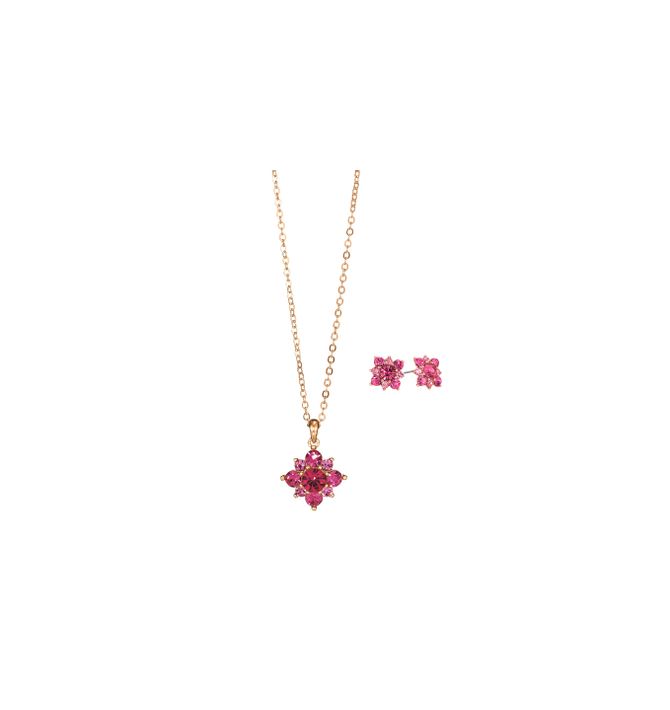 Pink Rose Cluster Necklace and Earring Gift Set | Avon