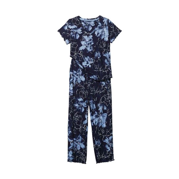 Floral Rib Knit Pajama Set